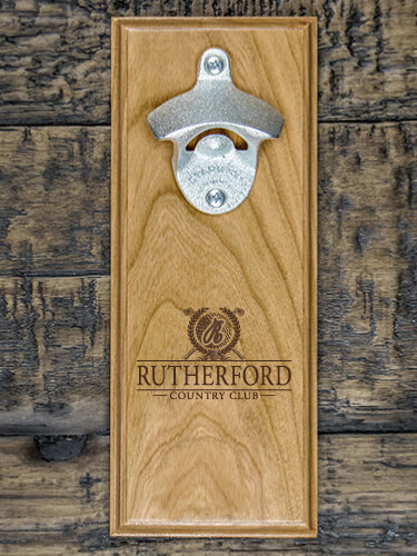 Country Club Natural Cherry Cherry Wall Mount Bottle Opener - Engraved