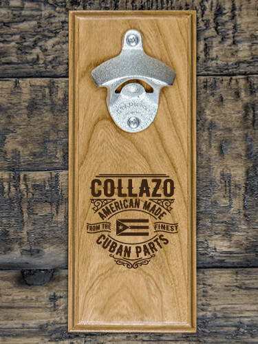 Cuban Parts Natural Cherry Cherry Wall Mount Bottle Opener - Engraved