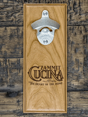 Cucina Natural Cherry Cherry Wall Mount Bottle Opener - Engraved