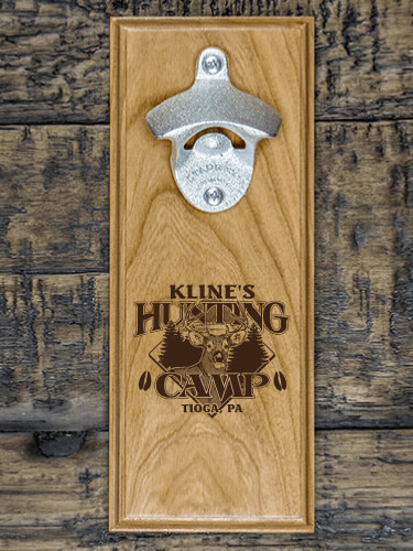 Deer Hunting Camp Natural Cherry Cherry Wall Mount Bottle Opener - Engraved