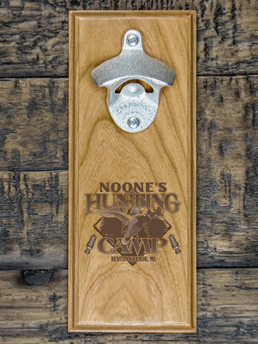 Duck Hunting Camp Natural Cherry Cherry Wall Mount Bottle Opener - Engraved