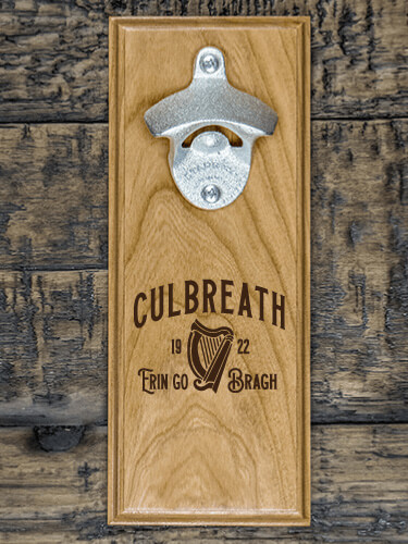 Erin Go Bragh Natural Cherry Cherry Wall Mount Bottle Opener - Engraved