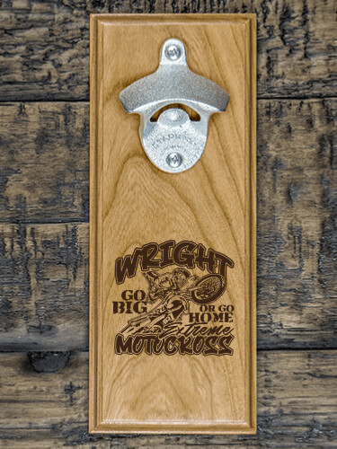Extreme Motocross Natural Cherry Cherry Wall Mount Bottle Opener - Engraved