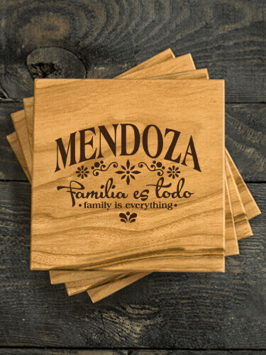 Familia es Todo Natural Cherry Cherry Wood Coaster - Engraved (set of 4)