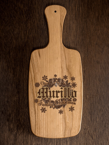 Family Christmas Natural Cherry Cherry Wood Cheese Board - Engraved