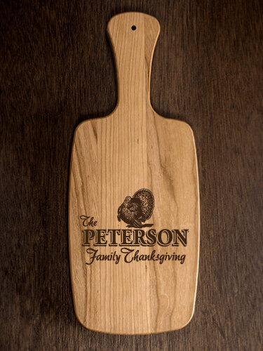 Family Thanksgiving Natural Cherry Cherry Wood Cheese Board - Engraved