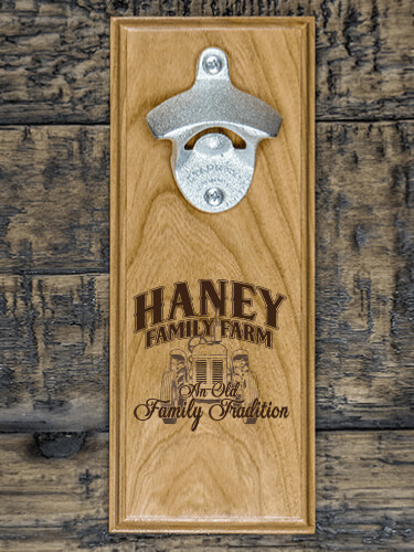 Farming Family Tradition Natural Cherry Cherry Wall Mount Bottle Opener - Engraved