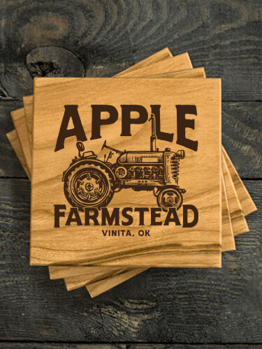 Farmstead Natural Cherry Cherry Wood Coaster - Engraved (set of 4)