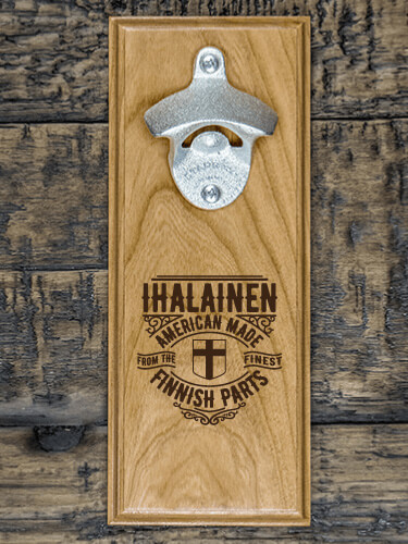 Finnish Parts Natural Cherry Cherry Wall Mount Bottle Opener - Engraved