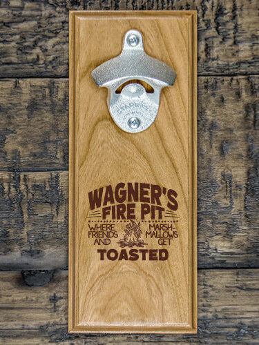 Fire Pit Natural Cherry Cherry Wall Mount Bottle Opener - Engraved