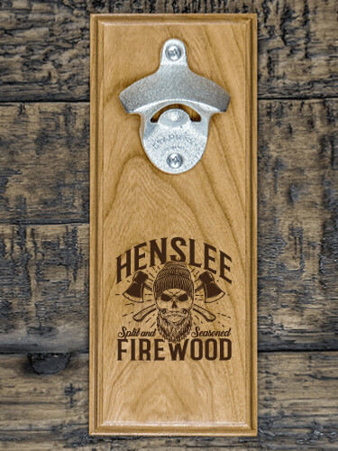 Firewood Natural Cherry Cherry Wall Mount Bottle Opener - Engraved