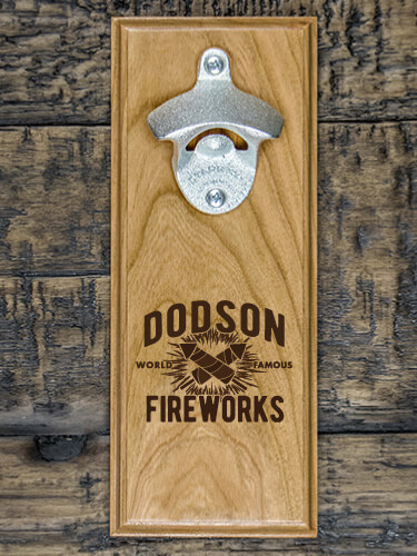Fireworks Natural Cherry Cherry Wall Mount Bottle Opener - Engraved