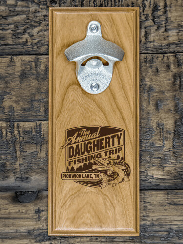Fishing Trip Natural Cherry Cherry Wall Mount Bottle Opener - Engraved