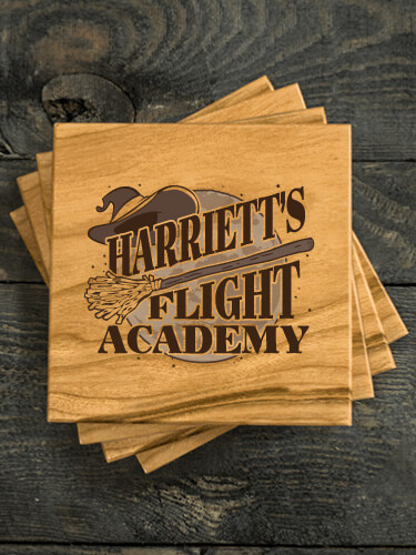Flight Academy Natural Cherry Cherry Wood Coaster - Engraved (set of 4)
