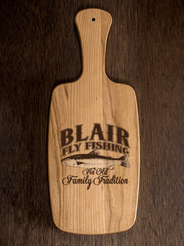 Fly Fishing Family Tradition Natural Cherry Cherry Wood Cheese Board - Engraved