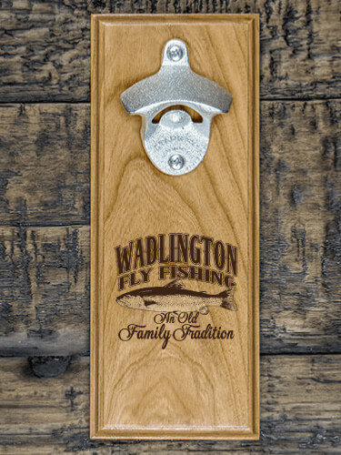 Fly Fishing Family Tradition Natural Cherry Cherry Wall Mount Bottle Opener - Engraved