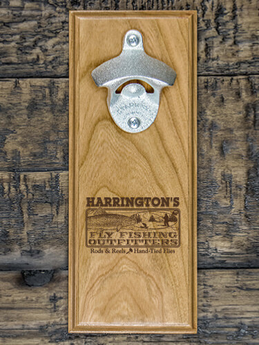Fly Fishing Natural Cherry Cherry Wall Mount Bottle Opener - Engraved