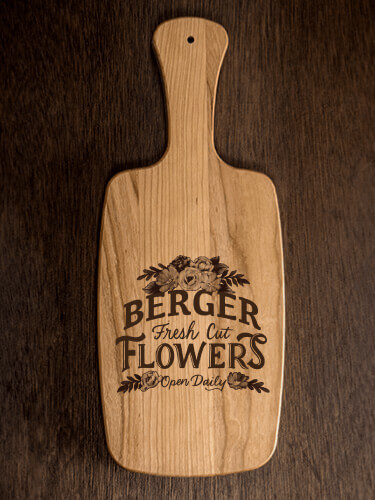 Fresh Cut Flowers Natural Cherry Cherry Wood Cheese Board - Engraved