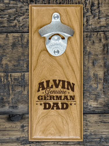 German Dad Natural Cherry Cherry Wall Mount Bottle Opener - Engraved
