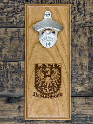 German Eagle Natural Cherry Cherry Wall Mount Bottle Opener - Engraved