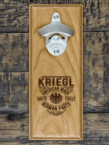 German Parts Natural Cherry Cherry Wall Mount Bottle Opener - Engraved