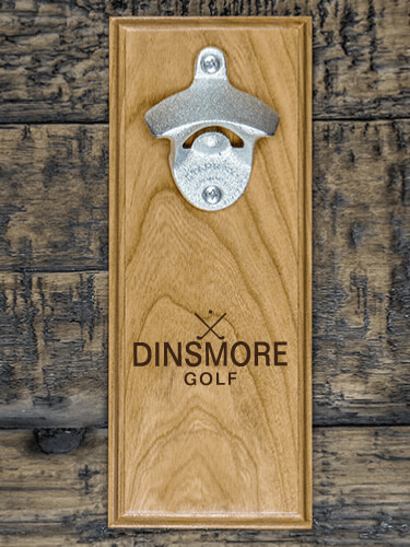 Golf Natural Cherry Cherry Wall Mount Bottle Opener - Engraved