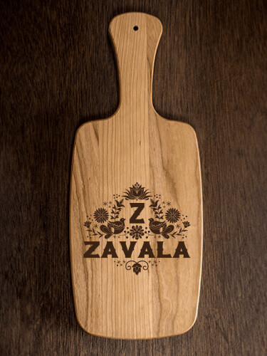 Hispanic Monogram Natural Cherry Cherry Wood Cheese Board - Engraved