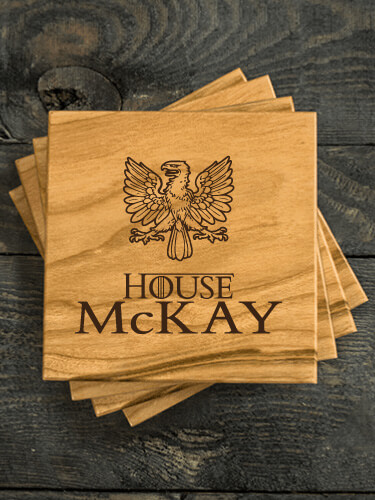 House Natural Cherry Cherry Wood Coaster - Engraved (set of 4)