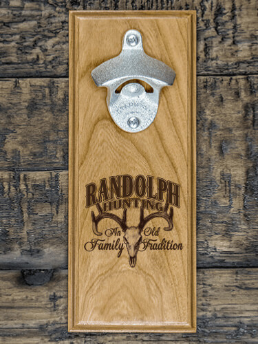 Hunting Family Tradition Natural Cherry Cherry Wall Mount Bottle Opener - Engraved