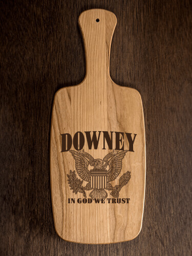 In God We Trust Natural Cherry Cherry Wood Cheese Board - Engraved
