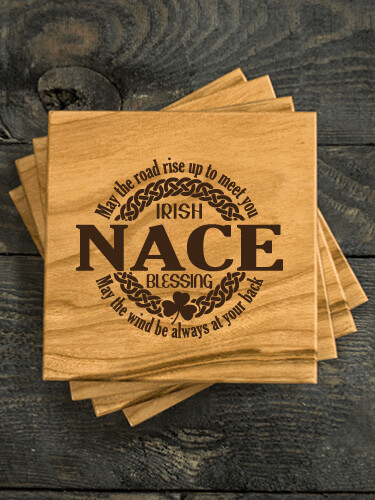 Irish Blessing Natural Cherry Cherry Wood Coaster - Engraved (set of 4)