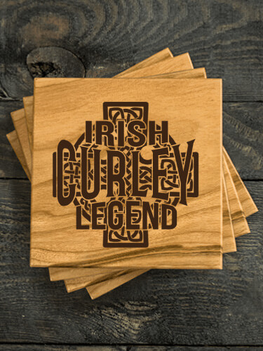 Irish Legend Natural Cherry Cherry Wood Coaster - Engraved (set of 4)
