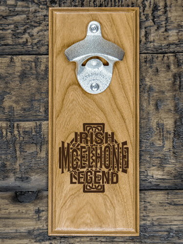 Irish Legend Natural Cherry Cherry Wall Mount Bottle Opener - Engraved