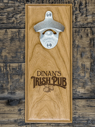 Irish Pub Natural Cherry Cherry Wall Mount Bottle Opener - Engraved