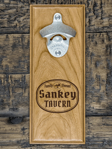 Irish Tavern Natural Cherry Cherry Wall Mount Bottle Opener - Engraved