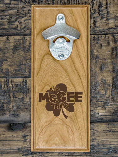 Irish Thing Natural Cherry Cherry Wall Mount Bottle Opener - Engraved