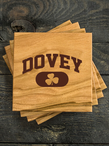 Irish Varsity Natural Cherry Cherry Wood Coaster - Engraved (set of 4)