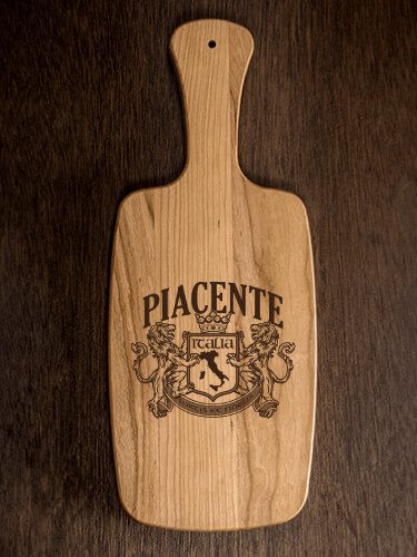 Italian Crest Natural Cherry Cherry Wood Cheese Board - Engraved