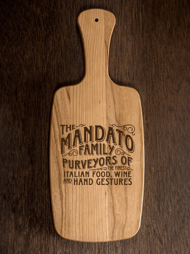 Italian Hand Gestures Natural Cherry Cherry Wood Cheese Board - Engraved