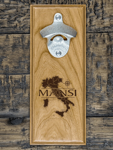 Italian Heritage Natural Cherry Cherry Wall Mount Bottle Opener - Engraved