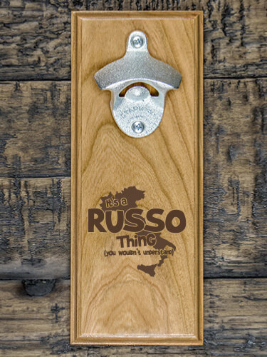 Italian Thing Natural Cherry Cherry Wall Mount Bottle Opener - Engraved