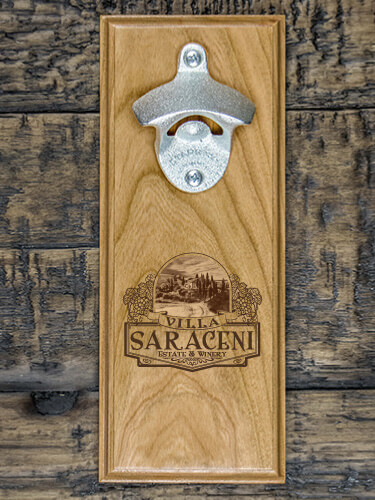 Italian Villa Natural Cherry Cherry Wall Mount Bottle Opener - Engraved