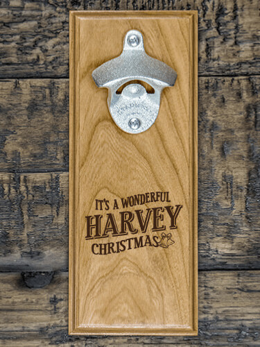 It's A Wonderful Christmas Natural Cherry Cherry Wall Mount Bottle Opener - Engraved