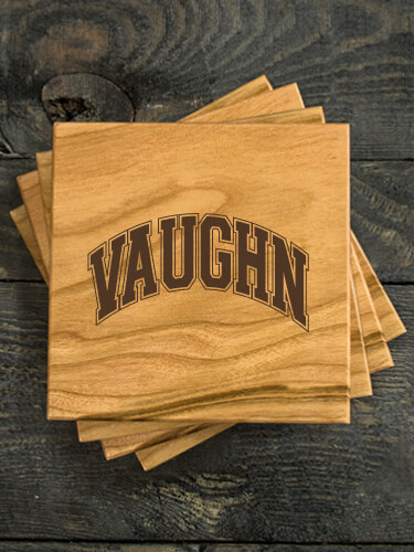 Ivy League Natural Cherry Cherry Wood Coaster - Engraved (set of 4)