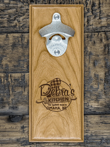 Kitchen Natural Cherry Cherry Wall Mount Bottle Opener - Engraved
