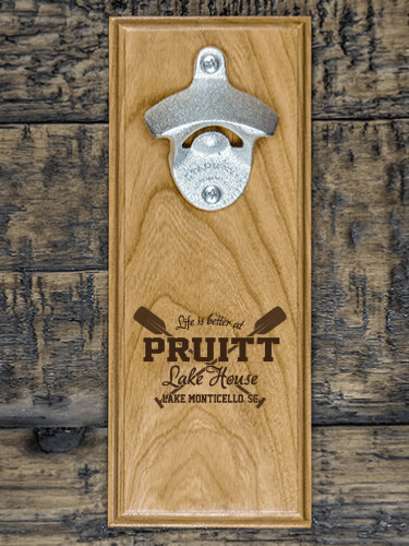 Lake House Natural Cherry Cherry Wall Mount Bottle Opener - Engraved