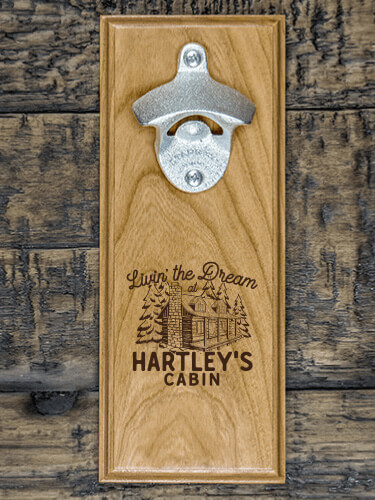 Livin' The Dream Cabin Natural Cherry Cherry Wall Mount Bottle Opener - Engraved