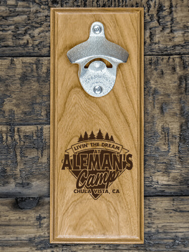 Livin' The Dream Camp Natural Cherry Cherry Wall Mount Bottle Opener - Engraved
