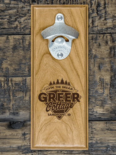 Livin' The Dream Cottage Natural Cherry Cherry Wall Mount Bottle Opener - Engraved