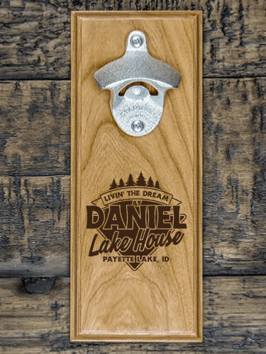 Livin' The Dream Lake House Natural Cherry Cherry Wall Mount Bottle Opener - Engraved